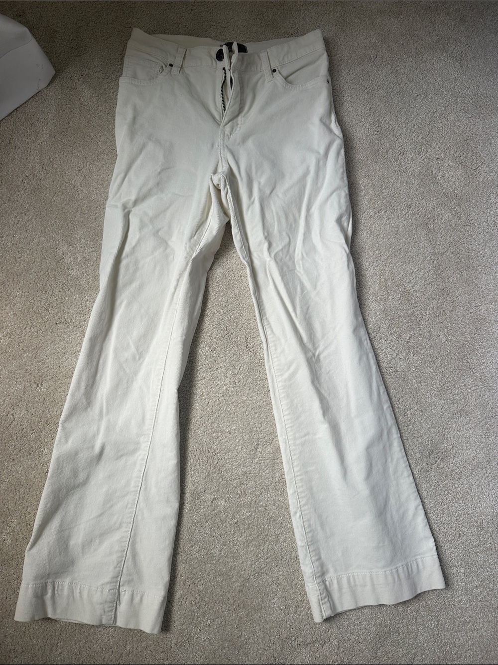 Men's Casual Cream Cotton Pants - Classic Straight Fit